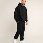 Outfit: Baggy Jogginghose Herren Schwarz, 100% Baumwolle, breite Passform