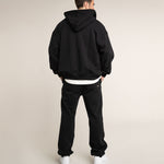 Outfit: Baggy Jogginghose Herren Schwarz, 100% Baumwolle, breite Passform, Rückansicht
