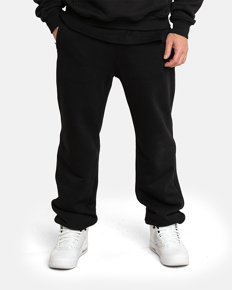 Breite Baggy Jogginghose für Herren aus Baumwolle in Schwarz