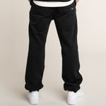 Baggy Jogginghose Herren Schwarz, 100% Baumwolle, breite Passform, Rückansicht