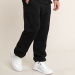 Baggy Jogginghose Herren Schwarz, 100% Baumwolle, breite Passform,