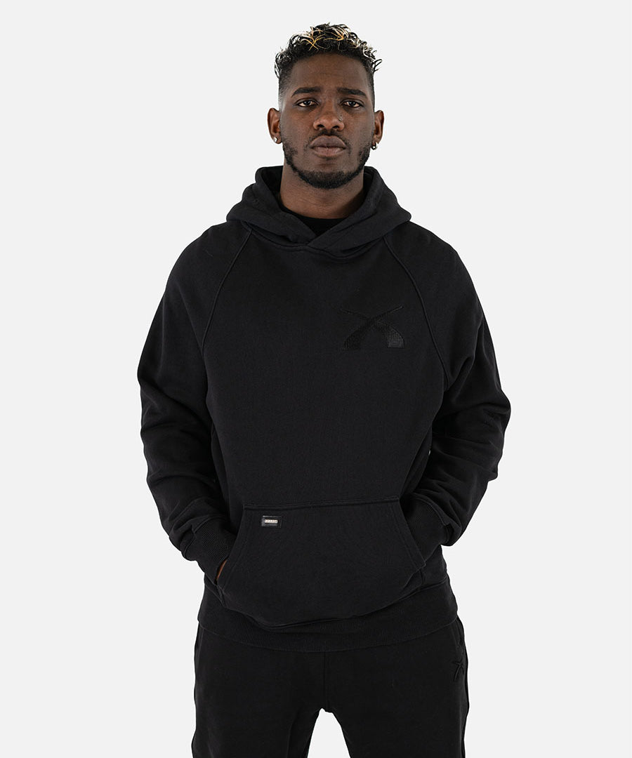 Schwarzer Basic-Hoodie für Herren, Frontansicht
