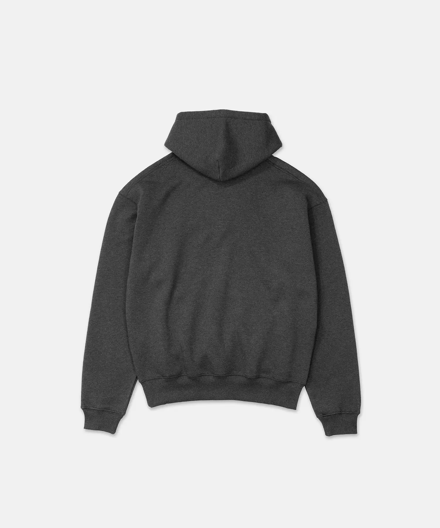 Dunkelgrau melierter Blank Hoodie in der Farbe Charcoal Heather von SQUEQO, Rückansicht.