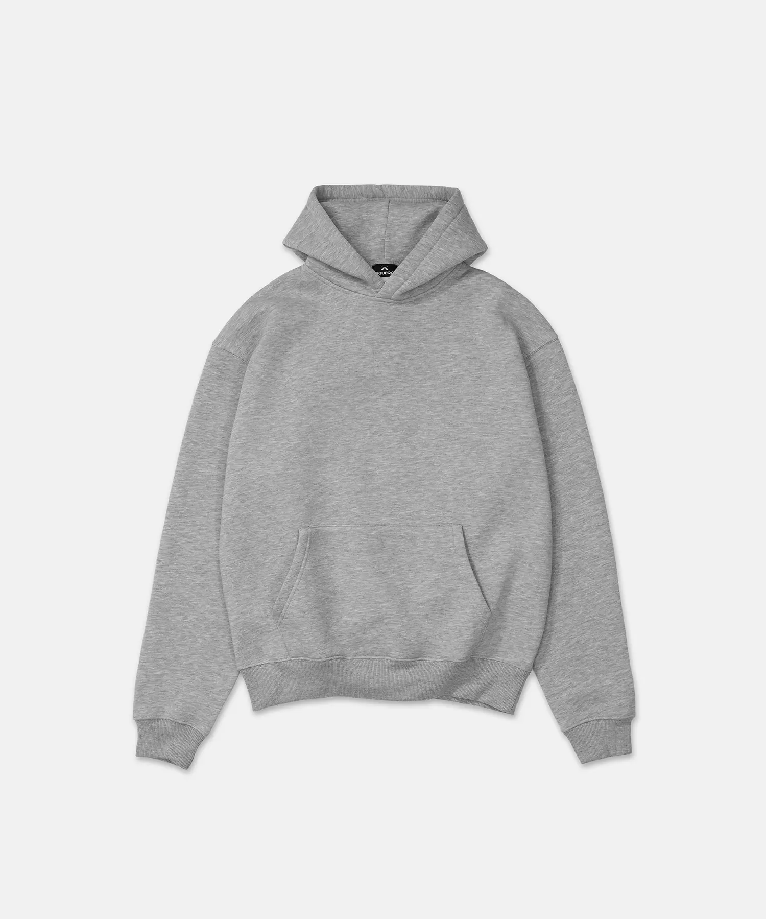 Klassischer Blank Hoodie in der Farbe Heather Grey von SQUEQO, von vorne.