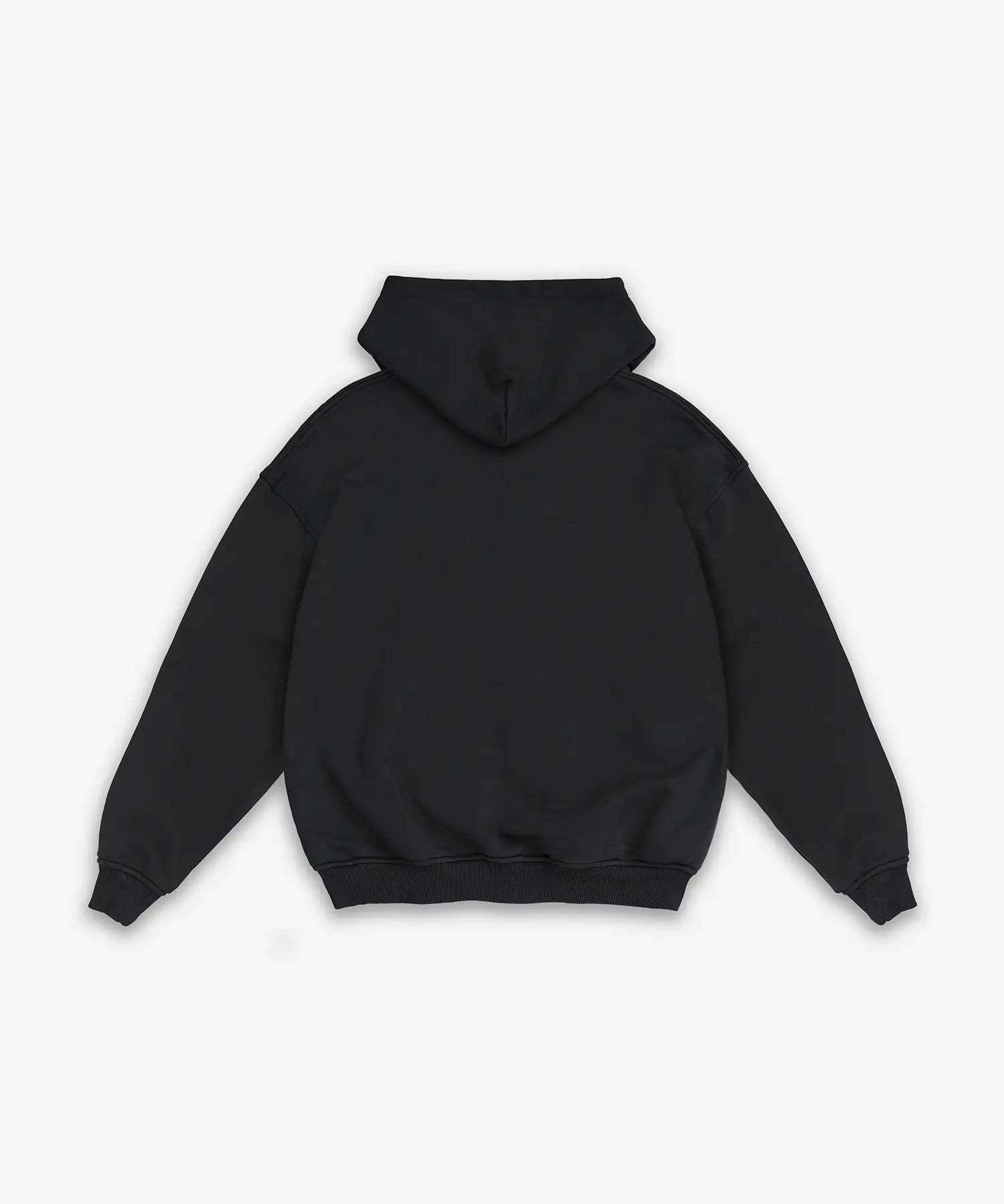 Rückansicht des schwarzen SQUEQO Oversized Zip Hoodies