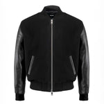 Sportlich-elegante schwarze Leder Bomberjacke für Herren - Übergangsjacke