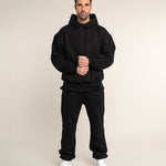 Outfit: Baggy Jogginghose Herren Schwarz, 100% Baumwolle, breite Passform