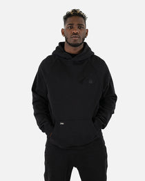 Schwarzer Basic-Hoodie für Herren, Frontansicht