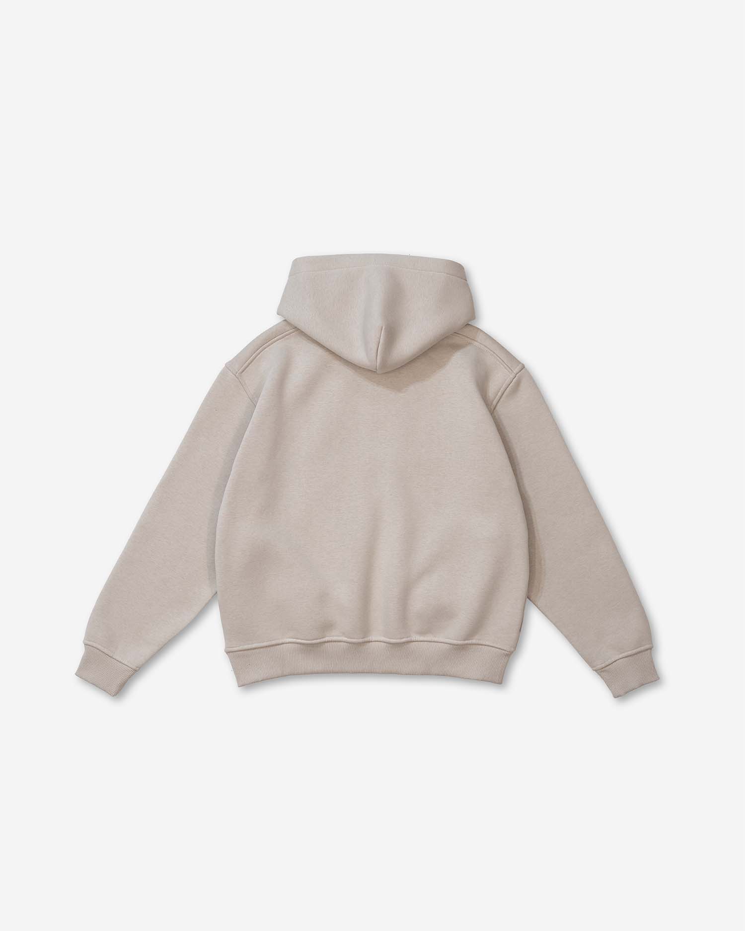 Rückansicht Damen Elodie Hoodie – Beige (mit Seitentaschen) ohne Print