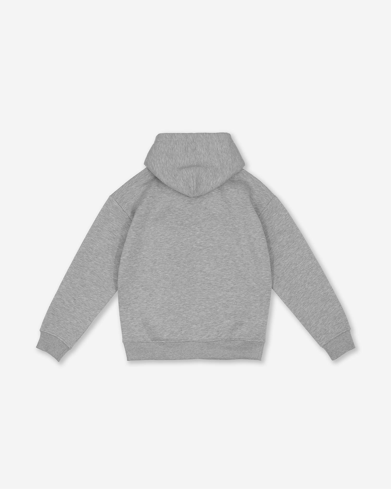 Rückansicht Damen Oversize Hoodie in Grau (meliert) ohne Print