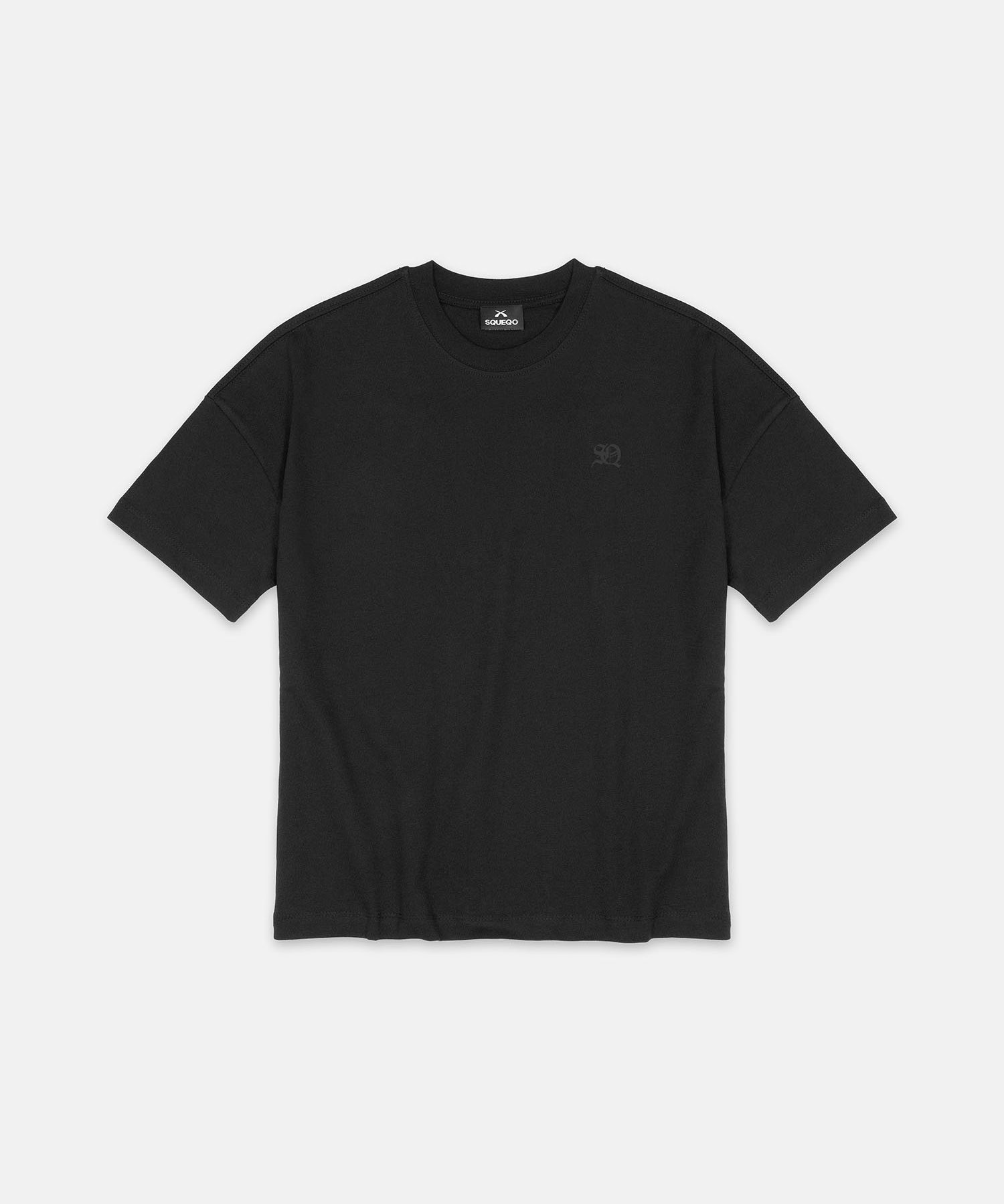 Elodie Damen T-Shirt schwarz normaler Schnitt mit kleinem SQ Monogramm Logo auf der Brust