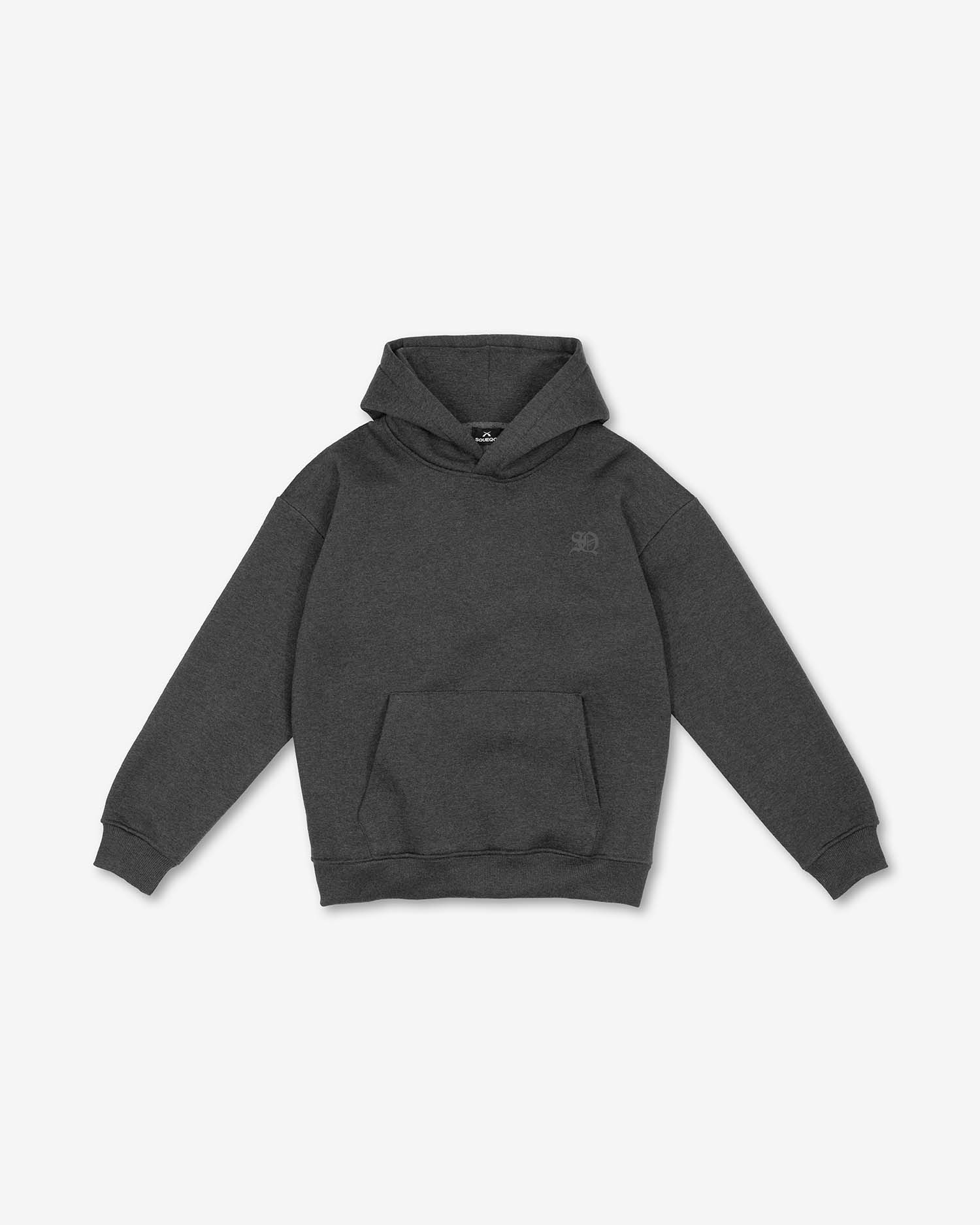 Vorderansicht Damen Elodie Hoodie in Anthrazit Grau (meliert) mit dezentem SQ-Logo