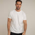 Herren Baumwoll Basic T Shirt mit Tasche Weiß Off White