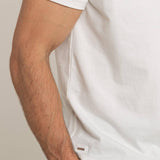 Herren Baumwoll Basic T Shirt Tasche Weiß Off White Detail Metall Patch
