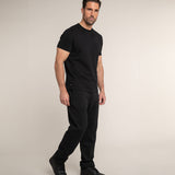 Einfarbiges Schwarzes Herren Baumwoll Basic Essential T Shirt  gute Qualität mit Brust-Tasche
