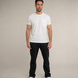 Herren Outfit Baumwoll Basic T Shirt Tasche Weiß Off White Jogginghose