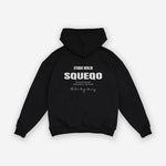 Schwarzer Oversize-Hoodie mit Rückenprint "Studio Berlin", Rückansicht, Hauptbild.