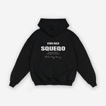 Schwarzer Oversize Zip Hoodie mit Rückenprint "Studio Berlin", Rückansicht.
