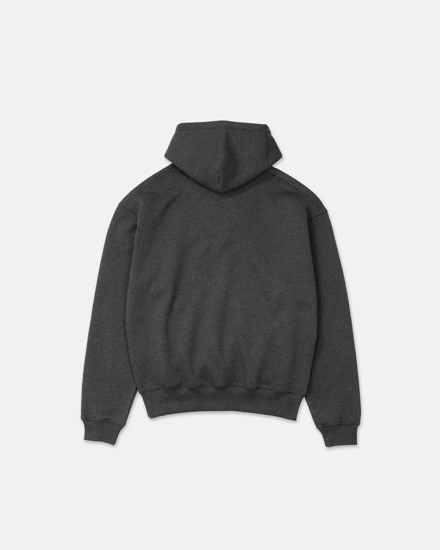 Dunkelgrau melierter Blank Hoodie in der Farbe Charcoal Heather von SQUEQO, Rückansicht.