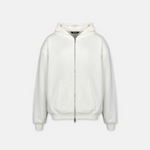 Squeqo Essential Oversized Zip Hoodie in Off-White, freigestellt auf hellem Hintergrund.