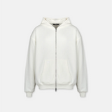 Squeqo Essential Oversized Zip Hoodie in Off-White, freigestellt auf hellem Hintergrund.