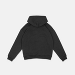 Rückansicht des schwarzen SQUEQO Oversized Icon Hoodies in Fit 02.