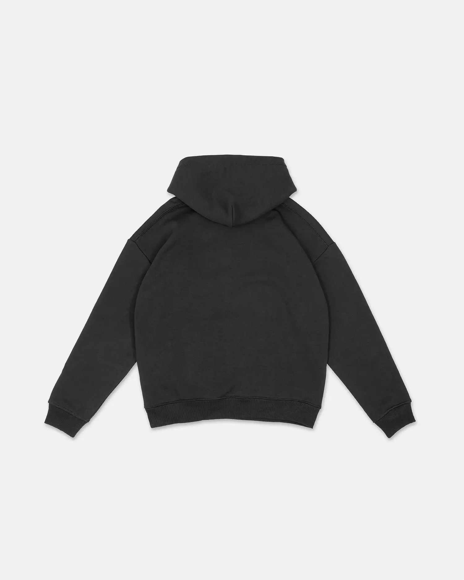 Rückansicht des schwarzen SQUEQO Oversized Icon Hoodies in Fit 02.