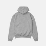 Rückansicht des SQUEQO Monogram Hoodies in Heather Grey.