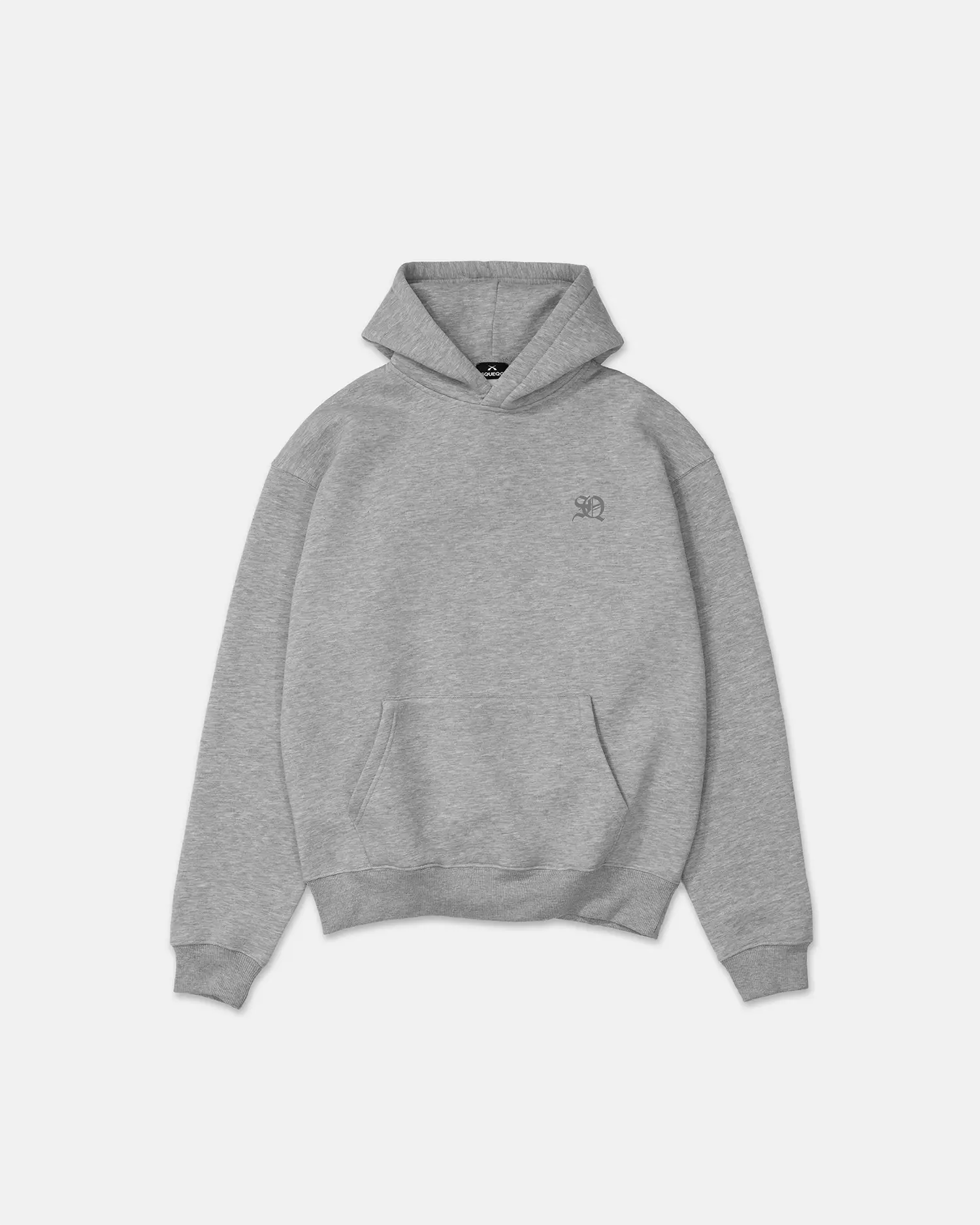 SQUEQO Monogram Hoodie in Heather Grey mit dezentem SQ-Print auf der Brust.