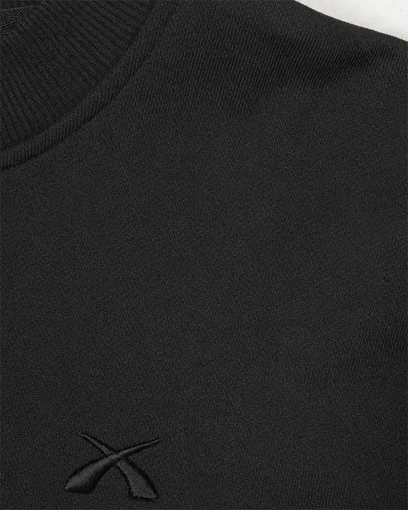 Detailansicht: Dezenter 3D-Logo-Stick auf SQUEQO Sweatshirt