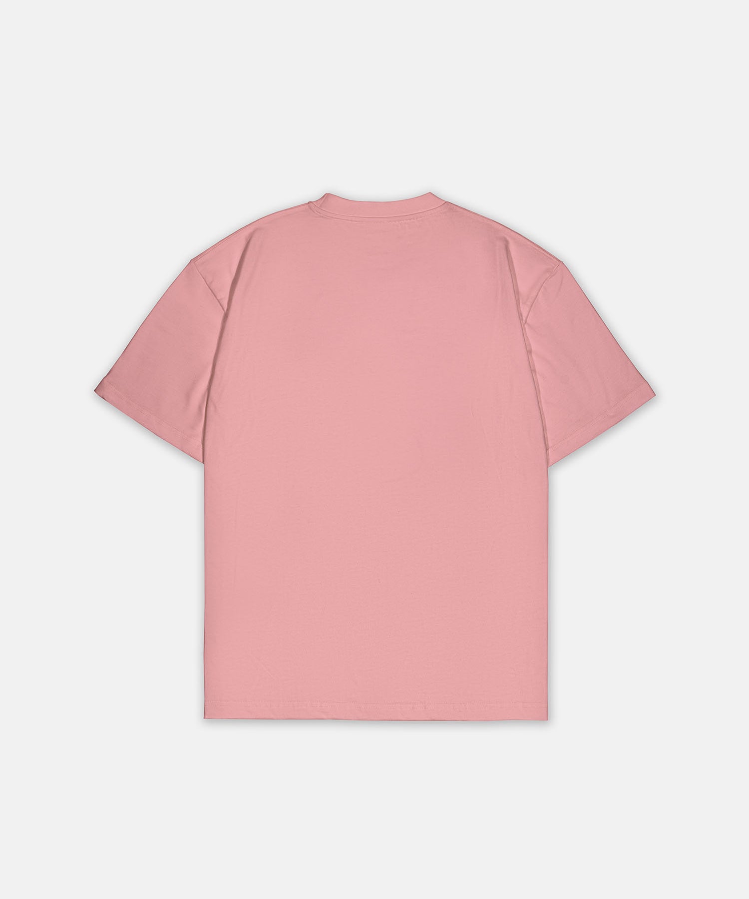 T-Shirt Rosa mit kleinem schwarzem Logo, Rückansicht. Design A003