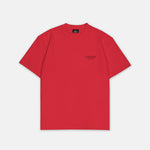 Rotes T-Shirt mit monochromem Studio Berlin Print, Vorderansicht.