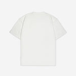 Weißes T-Shirt mit kleinem Logo, Rückansicht, Design A001.