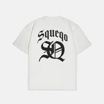 Weißes T-Shirt mit großem schwarzem SQ Monogramm Print, Rückansicht, Hauptbild