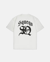 Weißes T-Shirt mit großem schwarzem SQ Monogramm Print, Rückansicht, Hauptbild